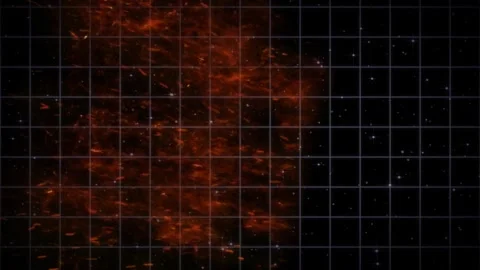 Glowing orange particles on grid background Stock Footage 337533848