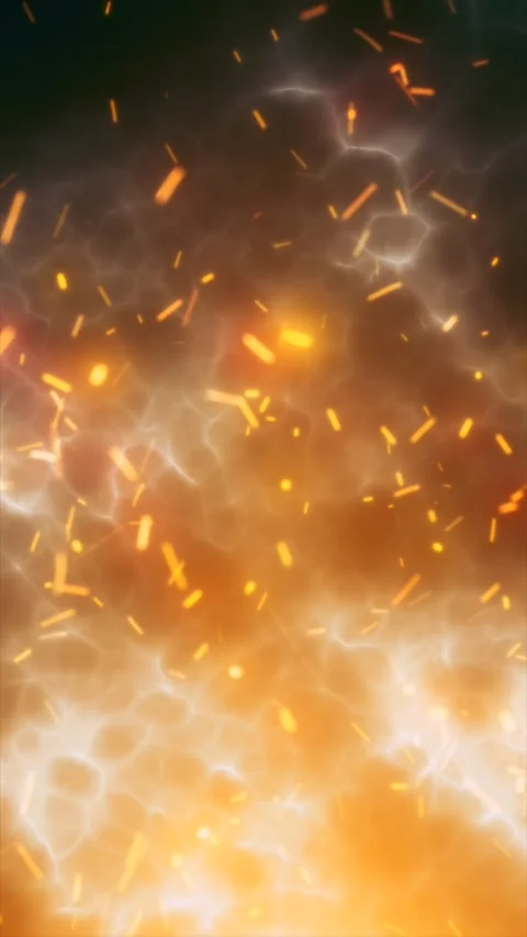 Glowing orange plasma clouds with scattered sparks and soft lightning-like .. Stock Footage 337487788