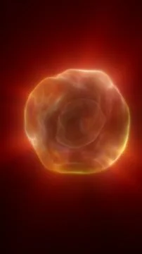 Glowing orange plasma orb on a deep red background, with molten energy, sof.. Stock Illustration