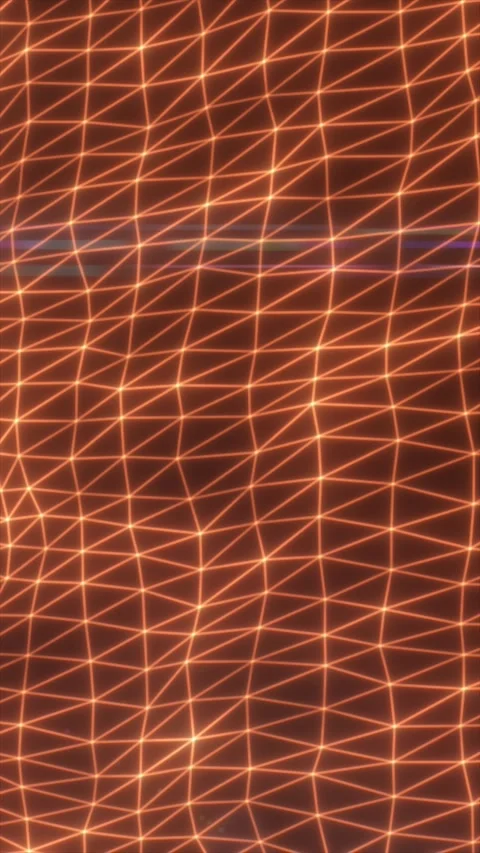 Glowing orange polygon mesh with connected lines and nodes, creating a futu.. Stock Footage 335387404