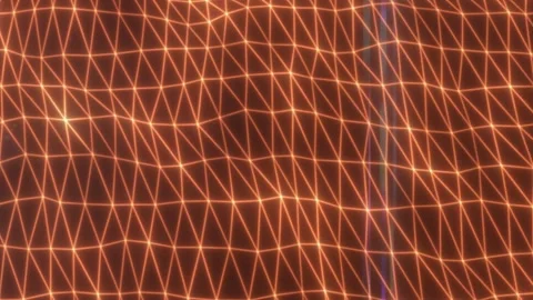 Glowing orange polygon mesh with connected lines and nodes Stock Footage 336662938