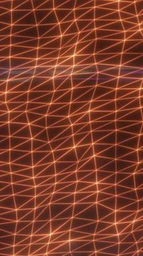 Glowing orange polygon mesh with connected lines and nodes, creating a futu.. Stock Illustration