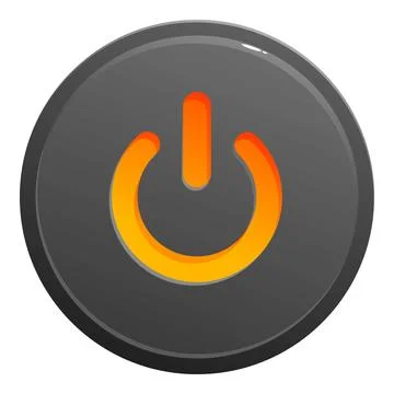 Glowing orange power button on a dark gray circle Stock Illustration
