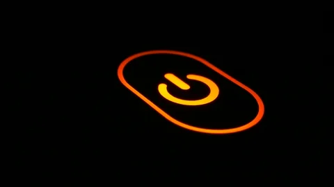 Glowing Orange Power Button Icon with Copy Space Video stock 330398616
