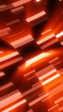 Glowing orange rectangular bars move across a dark red background, forming .. Stock Illustration