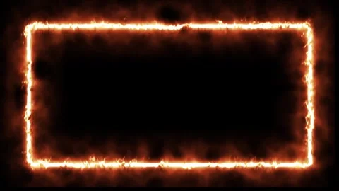 Glowing Orange Rectangular Frame of Fire on Black rectangle Stock Footage 317452734