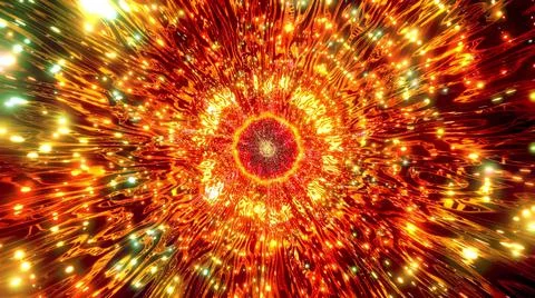 Glowing orange reflection sci-fi tunnel 3d illustration background wallpaper Stock Illustration