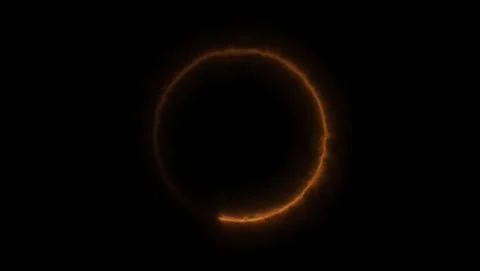 Glowing Orange Ring with Fiery Edges on Black circle Stock Footage 317452682
