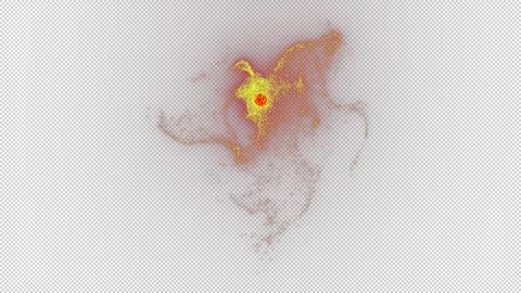 Glowing Orange Sci-Fi Particle Simulation with Energy Waves Stock Footage 316478708