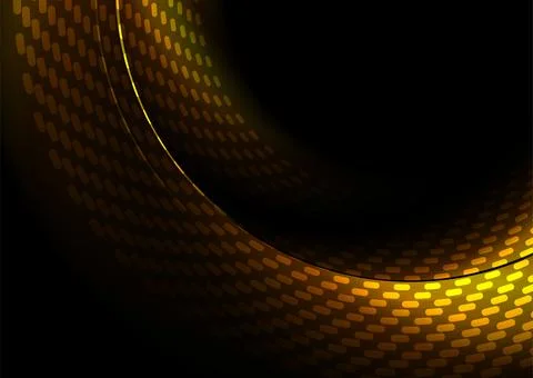 Glowing orange smooth circle and spiral dotted lines abstract tech geometri.. イラスト素材
