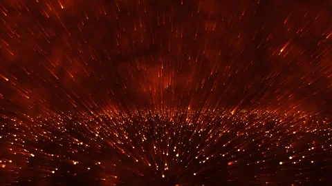 Glowing orange sparks flying through dark space Vídeo Stock 332272222