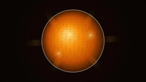 Glowing Orange Sphere with Textured Surface and Soft Light Effects Stock Footage 346661325