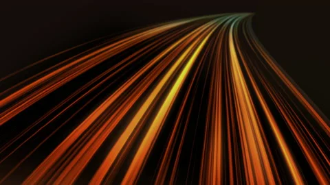 Glowing orange stripes moving fast against a dark background Video stock 150362351