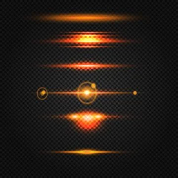 Glowing orange sun light effects isolated on transparent background. Abstract Stock Illustration