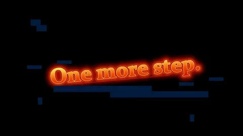 Glowing orange text one m displayed against a solid black background digital Видео 345128062