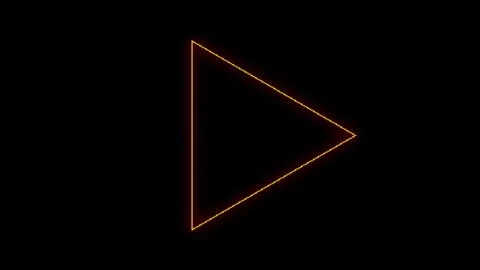 Glowing Orange Triangle Play Button Icon on Black Background Stock Illustration