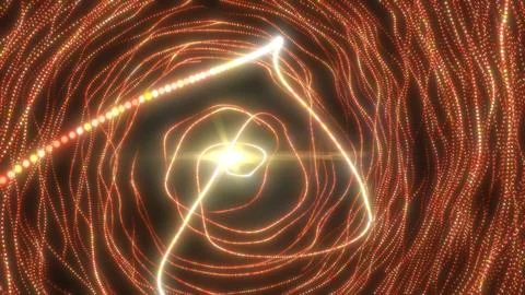 Glowing orange vortex tunnel with bright swirling light trails creating a d.. Stockillustratie