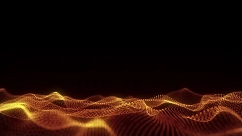 Glowing orange wave with motion dots. Abstract digital background. Video stock 291964800