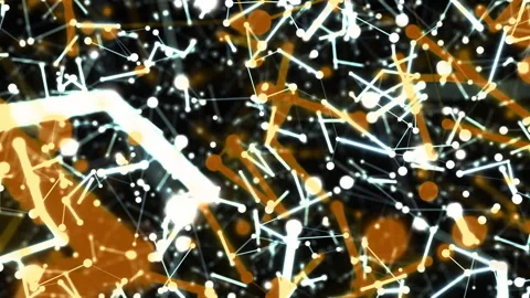 Glowing Orange White Nodes Data Background 3D render Stock Footage 347471362