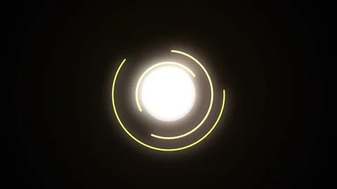 Glowing orb with orbiting rings during a dark abstract cinematic motion graph Stock Footage 345620771