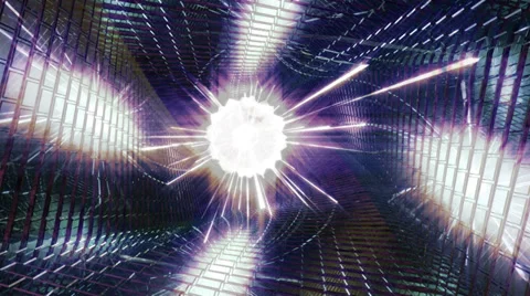 Glowing orb in tile hall color cycle Stock Footage 33934320
