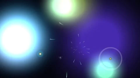 Glowing orbs of light with streaks on a dark background Stock Footage 331644154