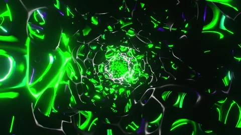 Glowing Organic Cellular Tunnel Loop Pulsing with Green Red and Blue Light. Stock Footage 341315575