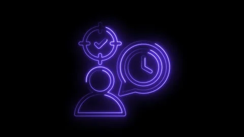 Glowing outline animation of goal setting and time management with black Stock Footage 330778230