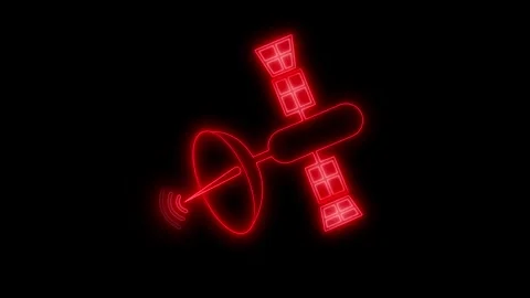 Glowing outline of a communication satellite isolated on black background a.. Stock-Footage 337080095