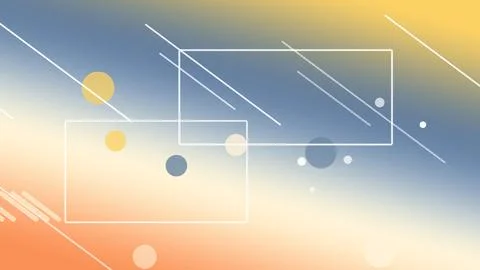 Glowing outlined rectangles and diagonal streaks drift over a warm sunset g.. Stock Illustration