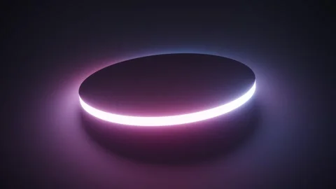 Glowing oval disc background with premium neon gradient loop Stock Footage 347809231