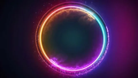 Glowing oval neon frame on dark background 스톡 동영상 310385051