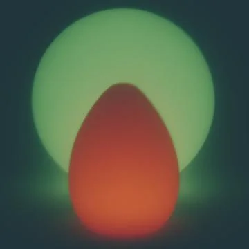 Glowing oval shaped orb, spherical orb in background, overlapping shapes. Stock Illustration
