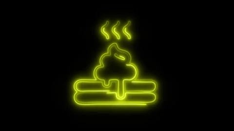 Glowing Pancakes Icon in HD Video Neon Animation Stock-Footage 304554751