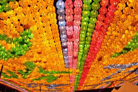 Glowing paper lanterns Foto stock