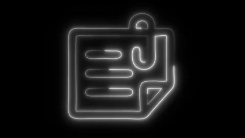 Glowing Paper Note Icon in HD Video Neon Animation Stock Footage 304555537