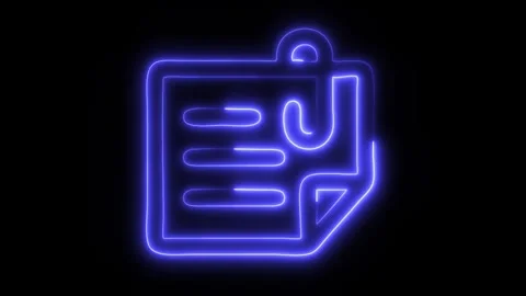 Glowing Paper Note Icon in HD Video Neon Animation Stock-Footage 304555540