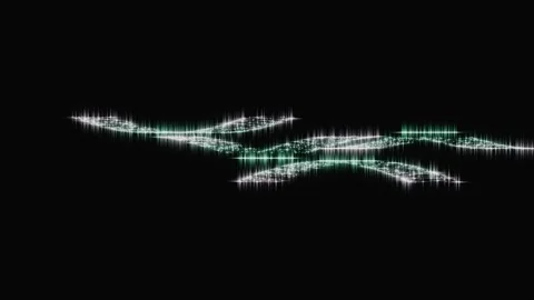 Glowing particle audio equalizer waves flowing on black background Stock Footage 346662318