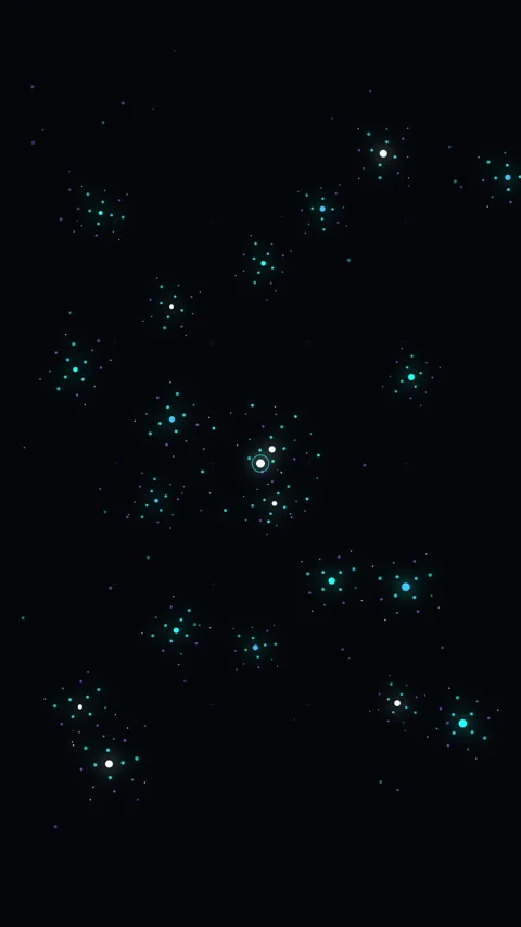 Glowing particle cluster animation loop with sparkling dots and cyber lights Stock Footage 346738413