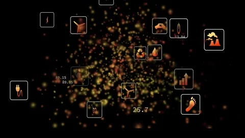 Glowing particle cluster expanding receiving tech data feed spawning icon badges 스톡 동영상 332285094