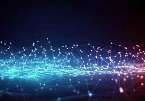 Glowing particle data flowing in the network Stock Photos