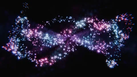 Glowing particle infinity symbol swirling on dark background Stock Footage 346658106