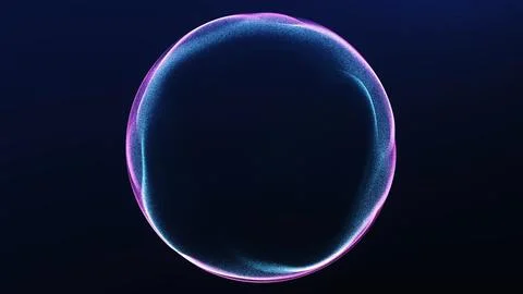 Glowing particle orb in pink and blue on dark background, futuristic abstra.. Stock Illustration