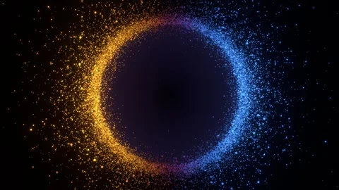 Glowing Particle Ring Split Between Fire Orange and Ice Blue Stock Footage 347721275