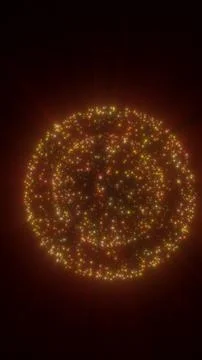 Glowing particle sphere made of multicolor lights on dark background, abstr.. イラスト素材