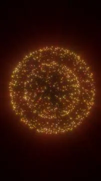 Glowing particle sphere made of multicolor lights on dark background, abstr.. Stock Illustration
