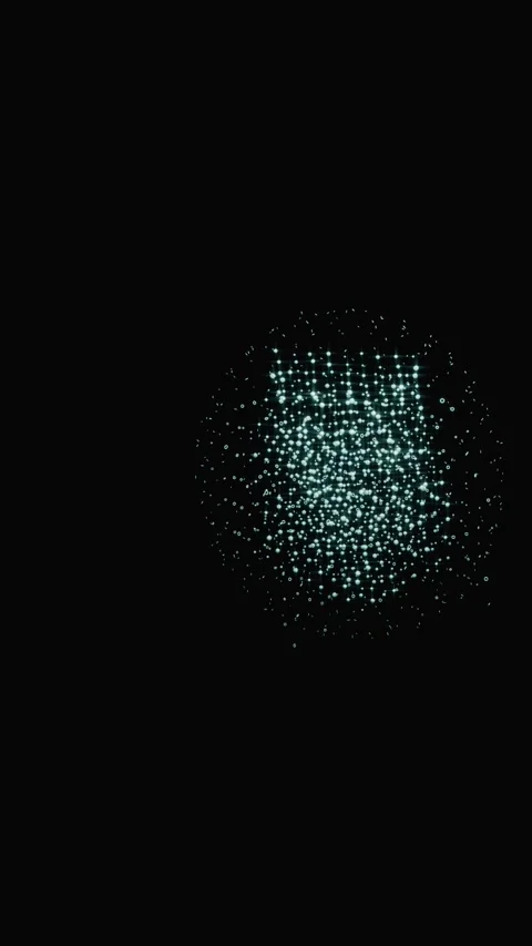Glowing particle sphere rotating against black background Stock Footage 346662612