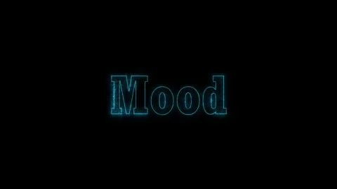 Glowing particle text animation forming word mood with purple hues against Video stock 340941409