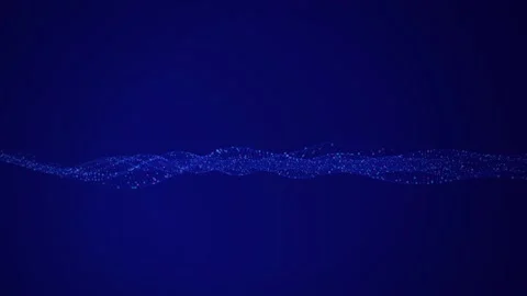 Glowing particle wave pattern ripples horizontally across a blue background Stock Footage 340831304