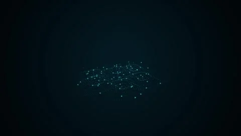 Glowing particle wave surface animation pulsing with rhythmic light nodes o.. Stockbeeldmateriaal 345379437